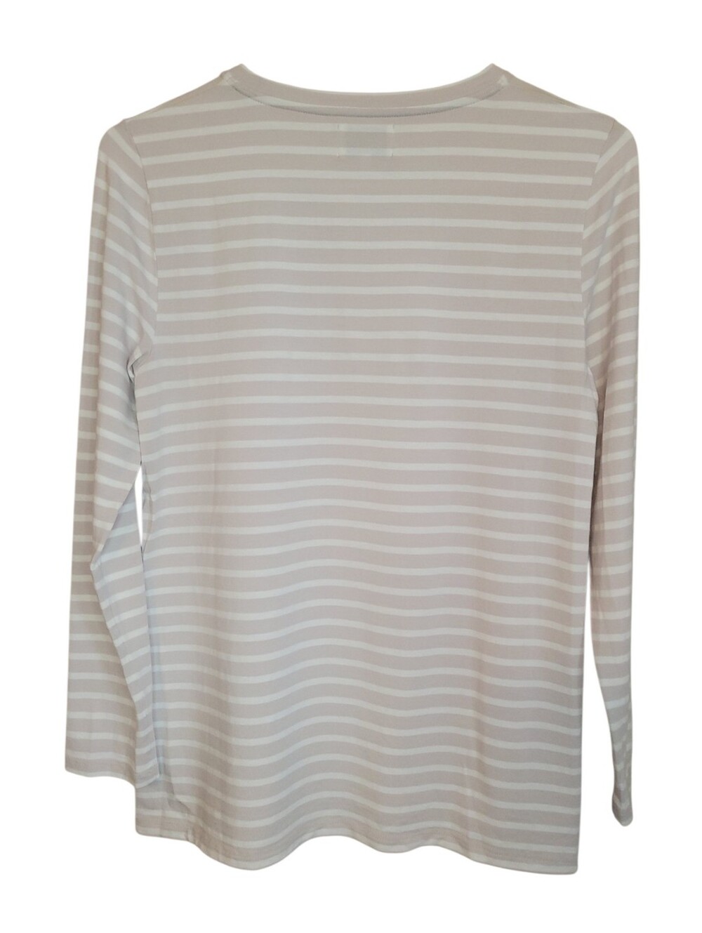 Alice Walk Pima Cotton Modal Stripe Long Sleeve Tee Beige White Coastal XS Top - Picture 5 of 9